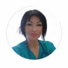 Ritratto professionale di donna in camice